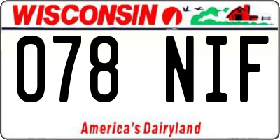 WI license plate 078NIF