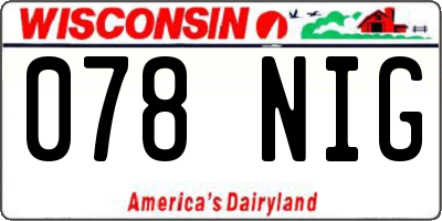 WI license plate 078NIG