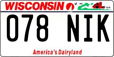 WI license plate 078NIK