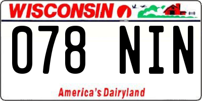 WI license plate 078NIN