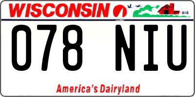 WI license plate 078NIU