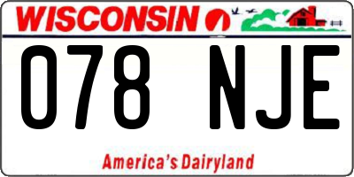 WI license plate 078NJE