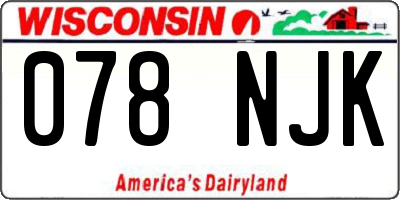 WI license plate 078NJK