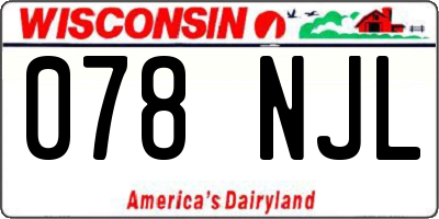 WI license plate 078NJL