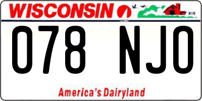 WI license plate 078NJO