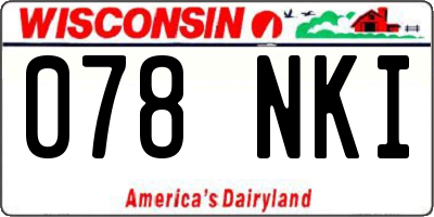 WI license plate 078NKI