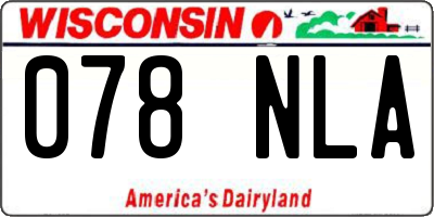 WI license plate 078NLA