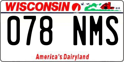 WI license plate 078NMS