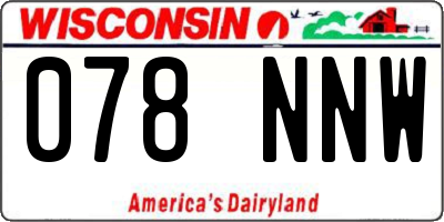 WI license plate 078NNW