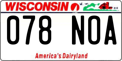 WI license plate 078NOA