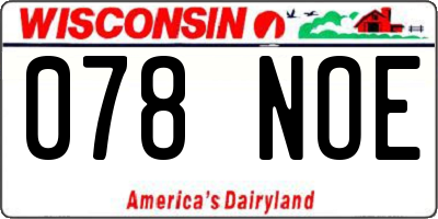 WI license plate 078NOE