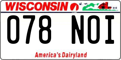WI license plate 078NOI