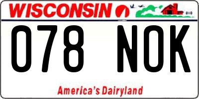 WI license plate 078NOK