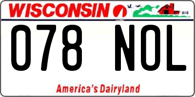 WI license plate 078NOL