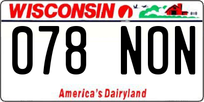 WI license plate 078NON