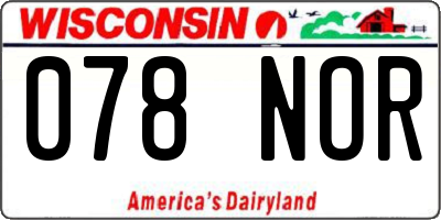 WI license plate 078NOR
