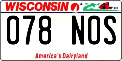 WI license plate 078NOS