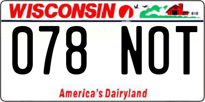 WI license plate 078NOT