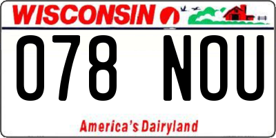 WI license plate 078NOU