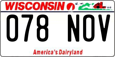 WI license plate 078NOV
