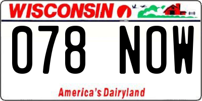 WI license plate 078NOW