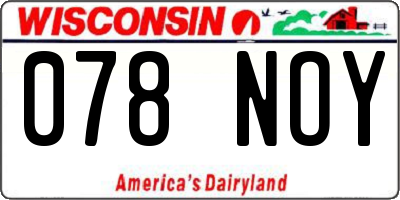 WI license plate 078NOY
