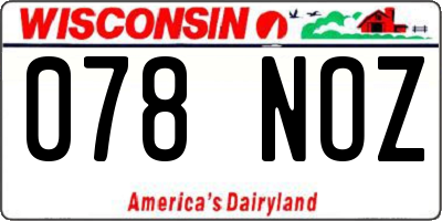 WI license plate 078NOZ