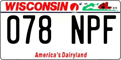 WI license plate 078NPF