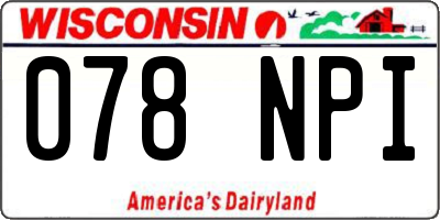 WI license plate 078NPI