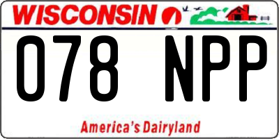 WI license plate 078NPP