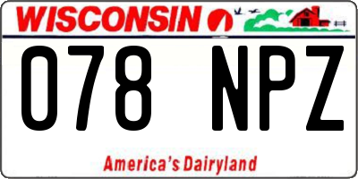WI license plate 078NPZ