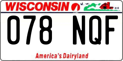 WI license plate 078NQF