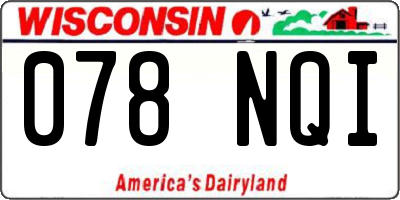 WI license plate 078NQI