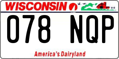 WI license plate 078NQP