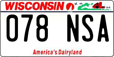 WI license plate 078NSA