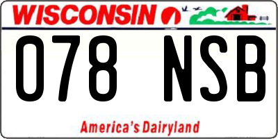 WI license plate 078NSB