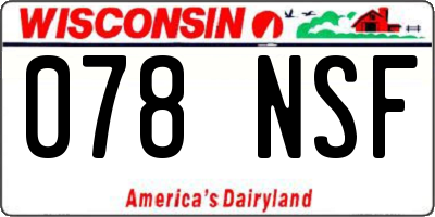 WI license plate 078NSF
