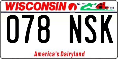 WI license plate 078NSK