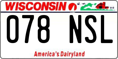 WI license plate 078NSL
