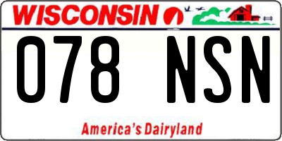 WI license plate 078NSN