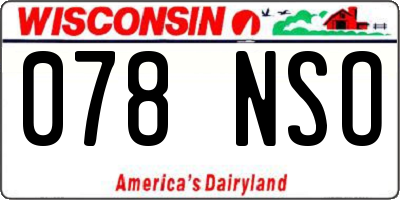 WI license plate 078NSO