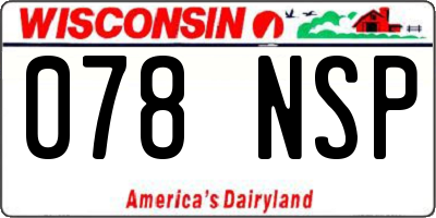 WI license plate 078NSP