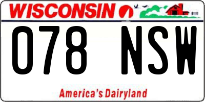 WI license plate 078NSW
