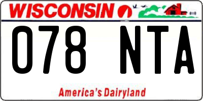 WI license plate 078NTA