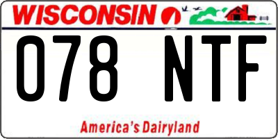 WI license plate 078NTF
