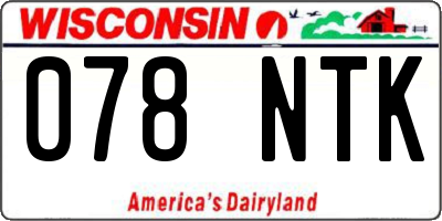 WI license plate 078NTK