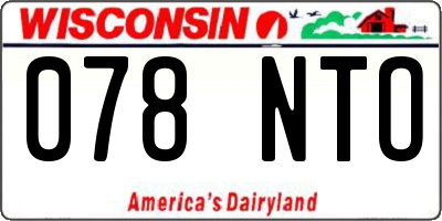 WI license plate 078NTO