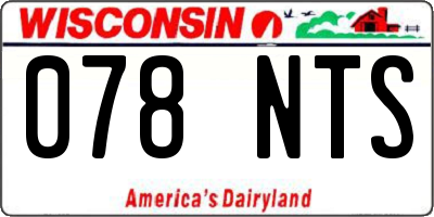 WI license plate 078NTS
