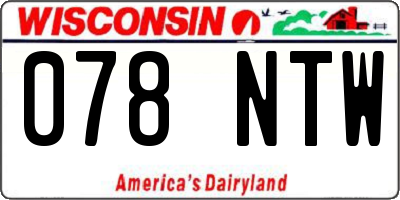 WI license plate 078NTW