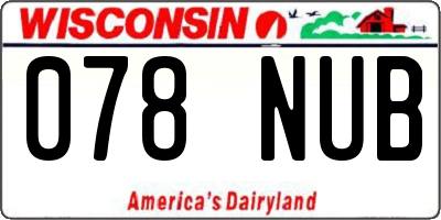 WI license plate 078NUB